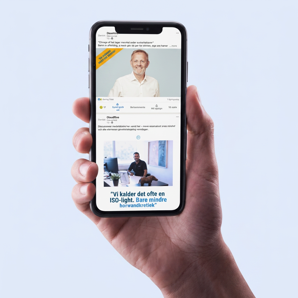 LinkedIn-opslag fra ClinicDrive vist på mobil